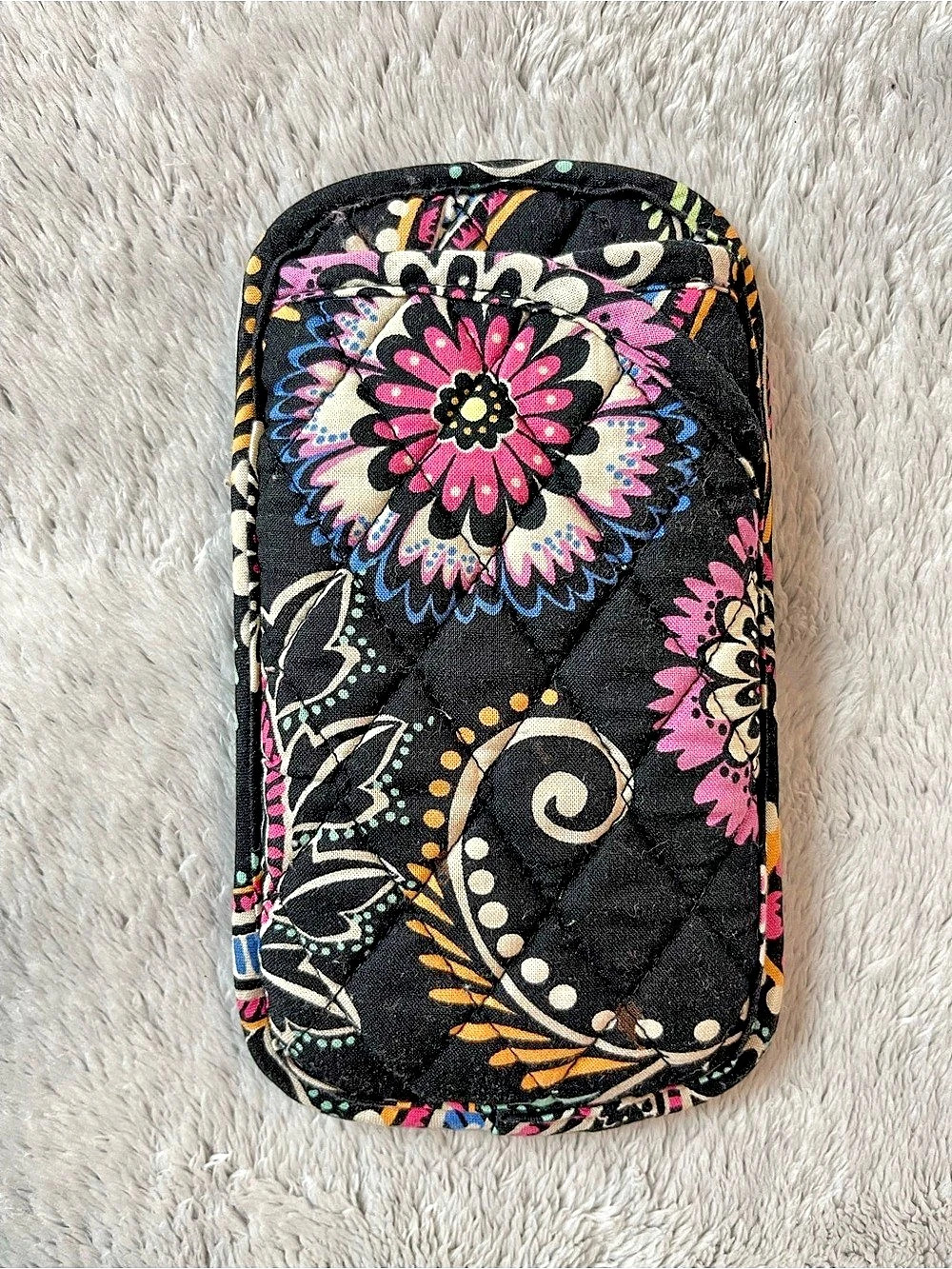 Vera Bradley Quilted Cotton Double Eye Case Black & Pink